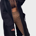 Růžová - Dlouhá mikina s kapucí