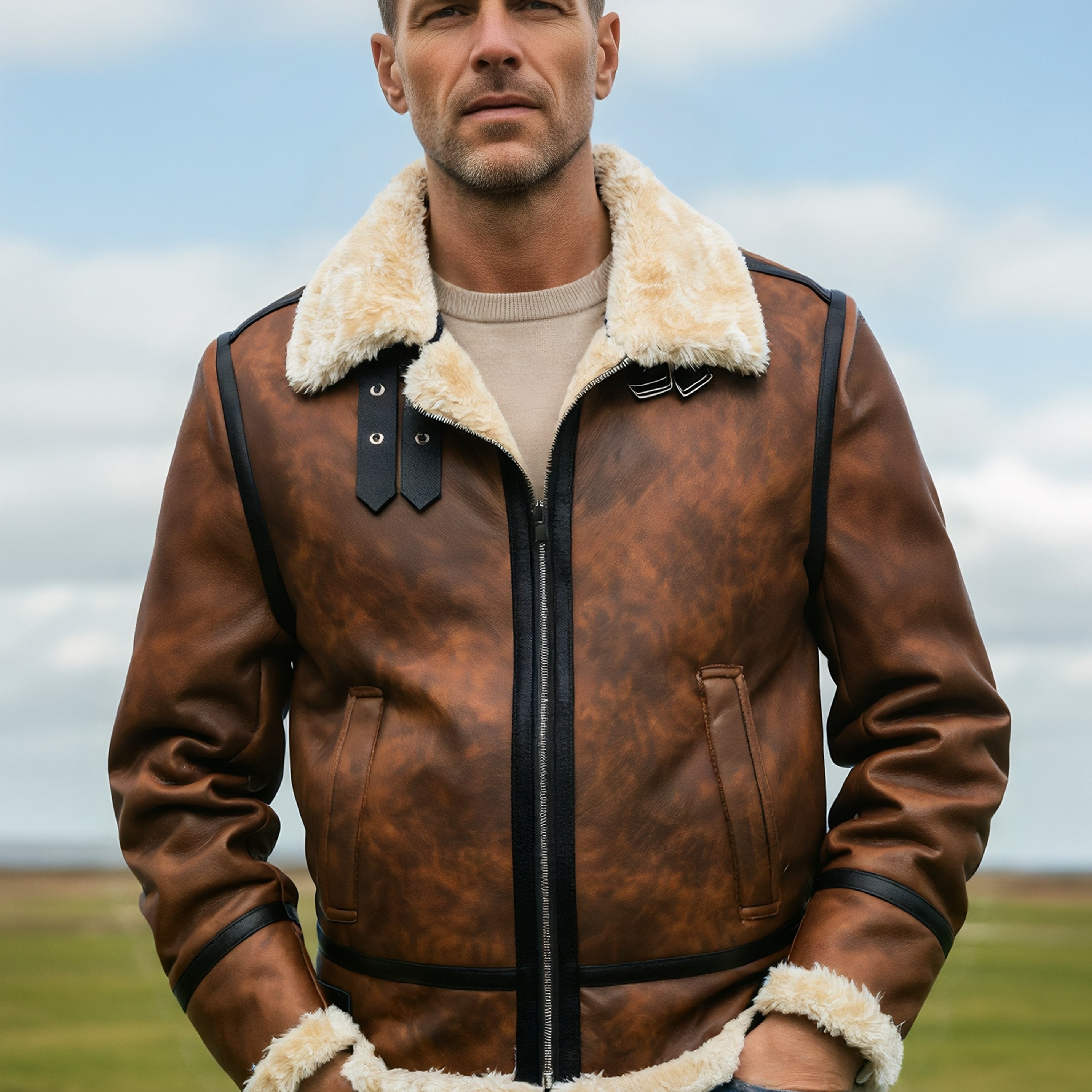 Dorian™ | L’Aviateur: Kožená bunda s kožešinovými detaily