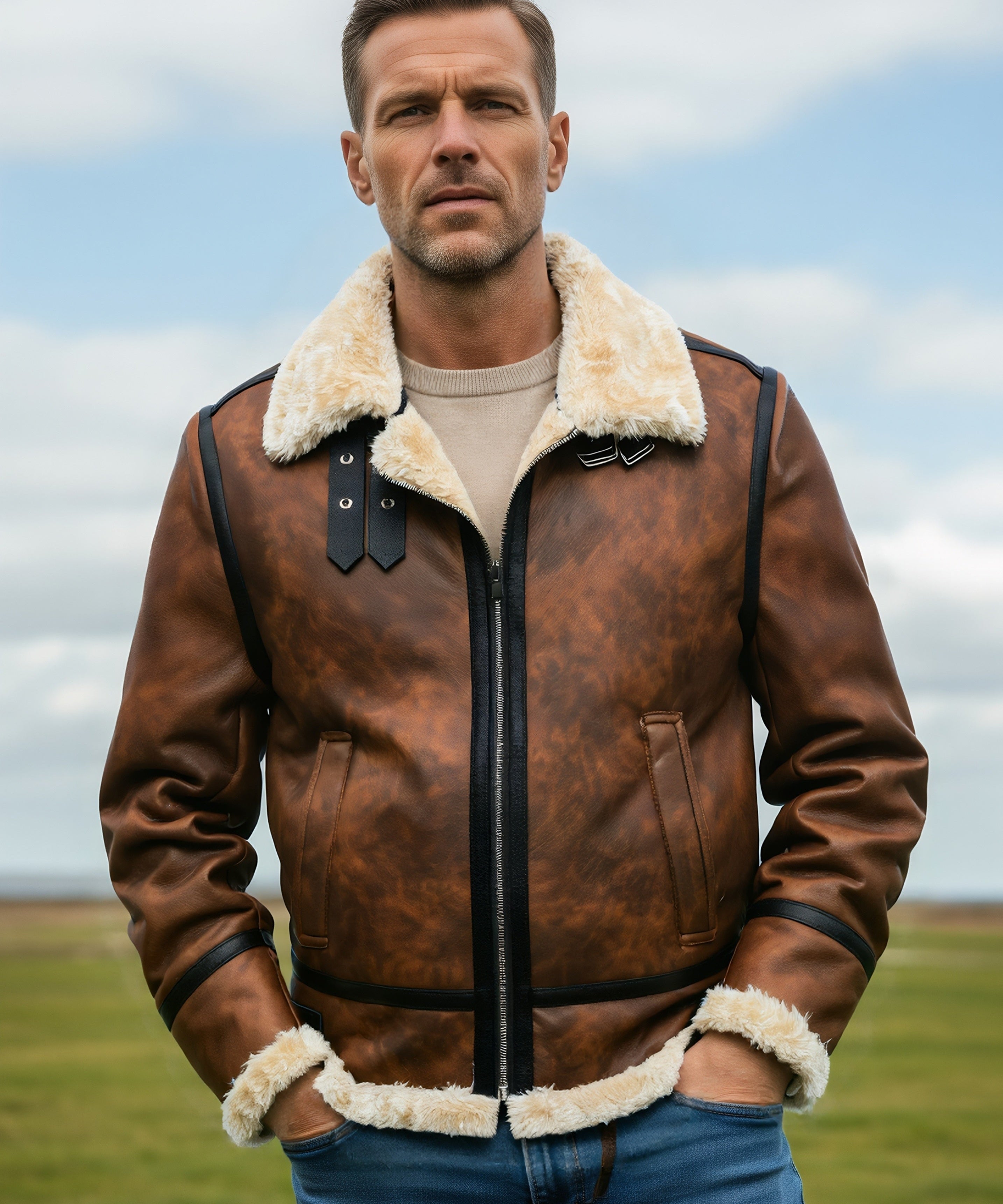 Dorian™ | L’Aviateur: Kožená bunda s kožešinovými detaily