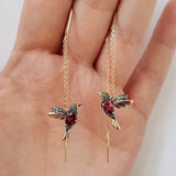 Elegantní náušnice Ailes de Colibri - smalt a krystaly